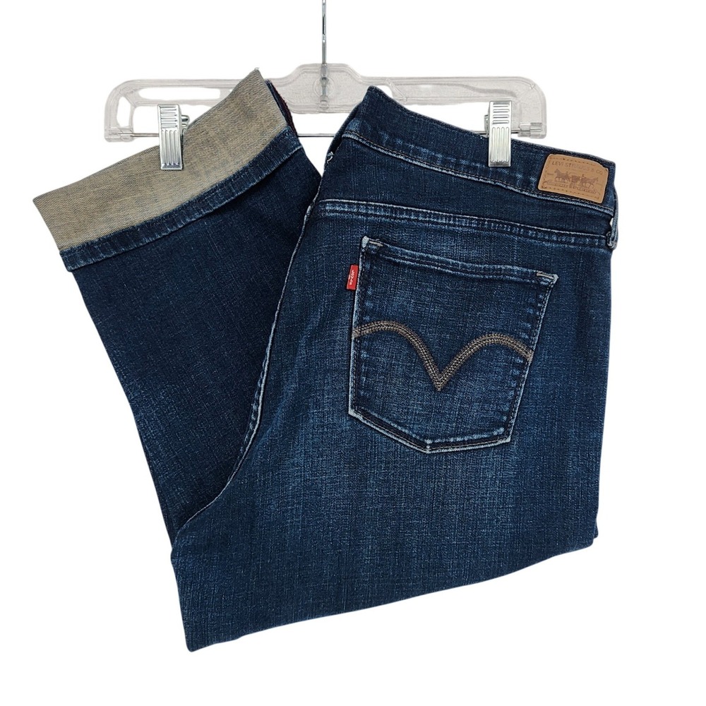 Levis 16 Blue 515 Capri Jeans Dark Wash Cuffed Stretch Denim Casual Classic Plus